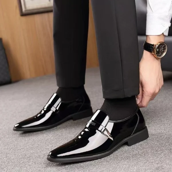 39-47 Large Size Men's Leather Shoes Shiny Leather Oxford Shoes Designer Pointed Toe Slip-On Loafers Business Casual Shoes 2025 - Image 6