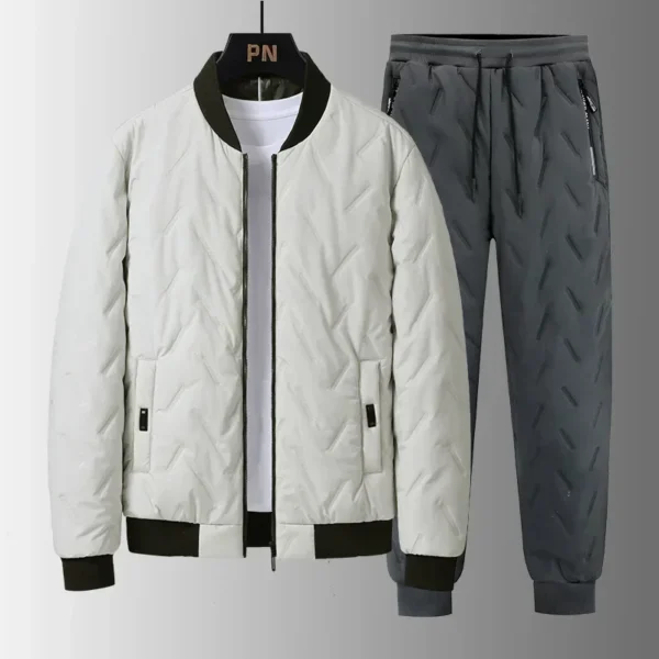 Men's Puffer Cotton-padded Sets Korean Style Thicker Cotton Jacket +Lamb Fleece Pants 2 Piece Suits Men's Winter Warm Sets - Image 2