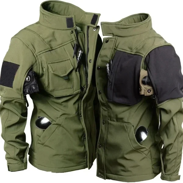 Waterproof Shark Skin Tactical Sets Mens Thicken Fleece New Soft Shell Combat Jackets+windproof Warm Cargo Pant 2 Piece Set - Image 2