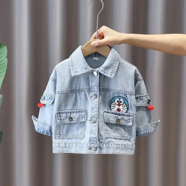 Doraemon Boy Denim Jacket Spring Autumn New 3 to 7 Years Old Baby Spring Clothes cartoon Fashion Children Foreign Jacket - Image 3