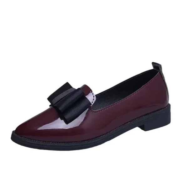 New Women's Loafers Bow Decor Pointed Toe Flat Shoes for Women Patent Leather Shallow Mouth Commuter Daily Casual Shoes - Image 2