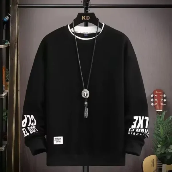 Men Clothing Sweatshirt Korean Fashion Harajuku O-Neck Long Sleeve Sweatshirt - Image 3