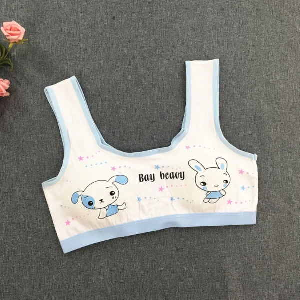 Girl Puberty Girl Cartoon Rabbit Printing No Steel Ring Cotton Top Underwear Sports Bra For 8-16Y Girls Teen Girls Clothing - Image 3