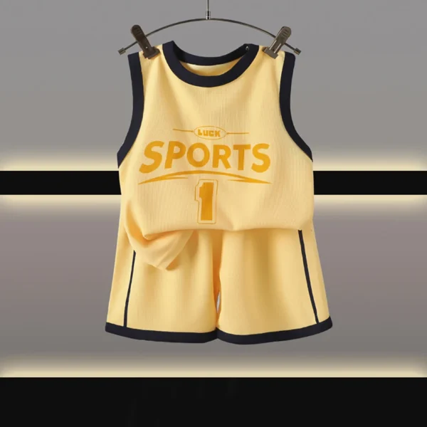 2Pcs 2025 Summer New Boys Kids Basketball Sets Boy Sleeveless Vest Shorts Sets Baby Korean Children's Top And Bottom Clothes Set - Image 2