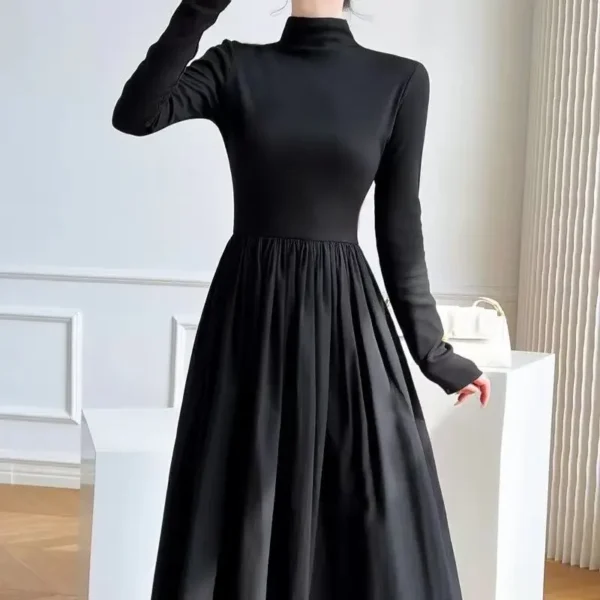 2024 New Slim Long Sleeve Elegant Dress Autumn Winter Thin Casual Temperament Pullovers Women's Clothing Office Lady Simplicity - Image 5