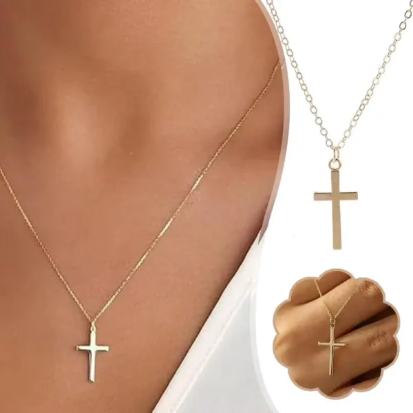 Fashion Stainless Steel Cross Gold Silver Color Necklace for Women Men Exquisite Chain Necklaces Jewelry Birthday Present K4R0