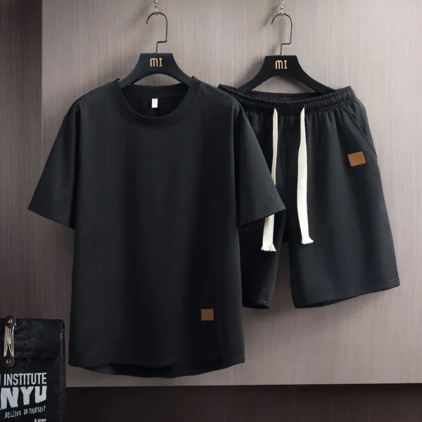 Men's 2025 Summer 2-Piece Outfit | Short Sleeve T-Shirt & Shorts Set | Outdoor Running Suit Gym Casual Wear Athletic Workout Set
