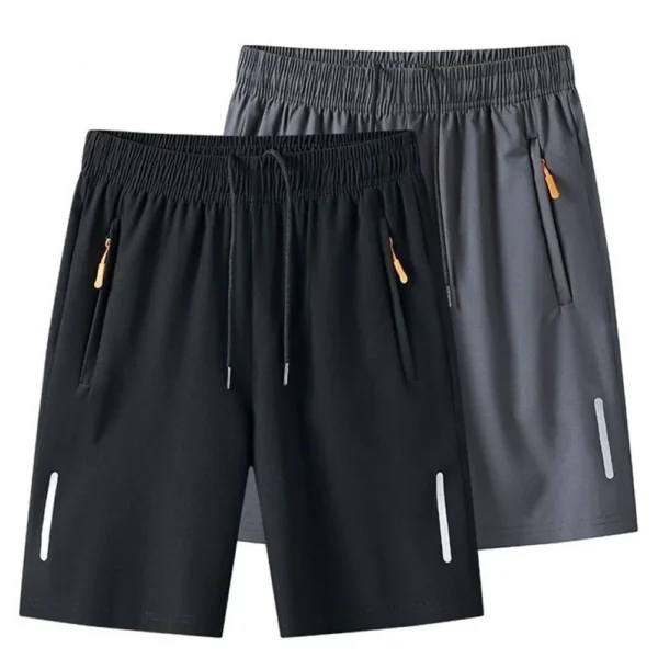 Ice Silk Jogging Beach Gym Shorts For Sports Fitness Men Summer Ultra-thin Casual Shorts Quick Dry Zipper Loose Pants Sweatpant