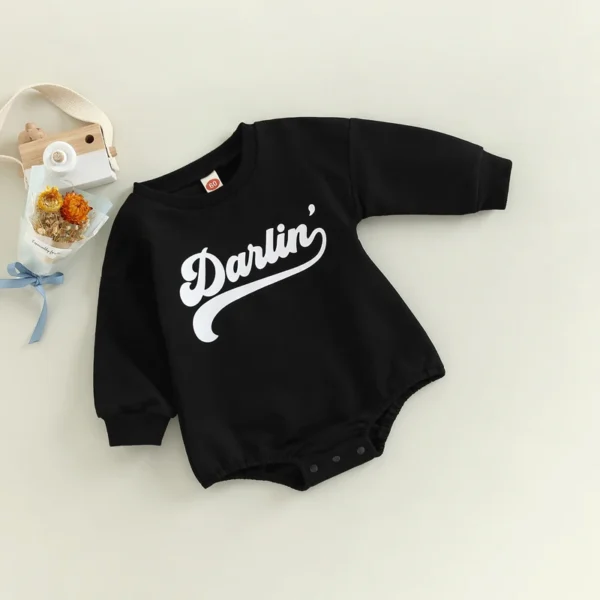 Newborn Baby Boy Girl Crewneck Sweatshirt Romper Oversized Long Sleeve Bodysuits Outfit Cute Fall Spring Tops Clothes - Image 4
