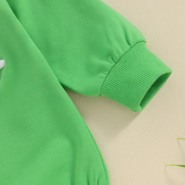 Baby Girls Boys Irish Day Romper Long Sleeve Crew Neck Letter Embroidery Casual Sweatshirt Romper St. Patrick 's Day Outfit - Image 5