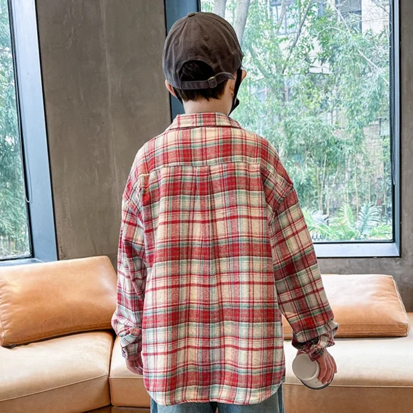 Kids Fashion Classic Plaid Shirt With Pocket for Boy Casual Blouse Teen Child Top New Spring Long Sleeve Baby Boy Clothes Outfit - Image 6