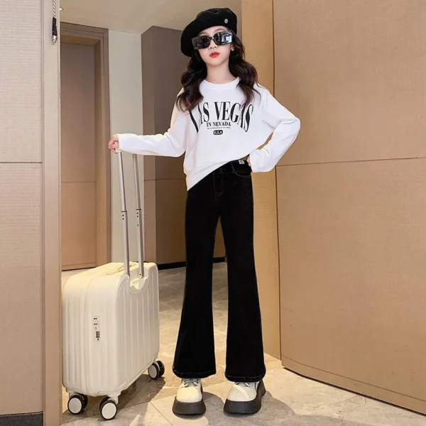 Fashion Flared Jeans for Girls Spring Autumn Children's Clothing Kid Casual Skinny Denim Trousers Korean Style Teen Girl Outfits - Image 6