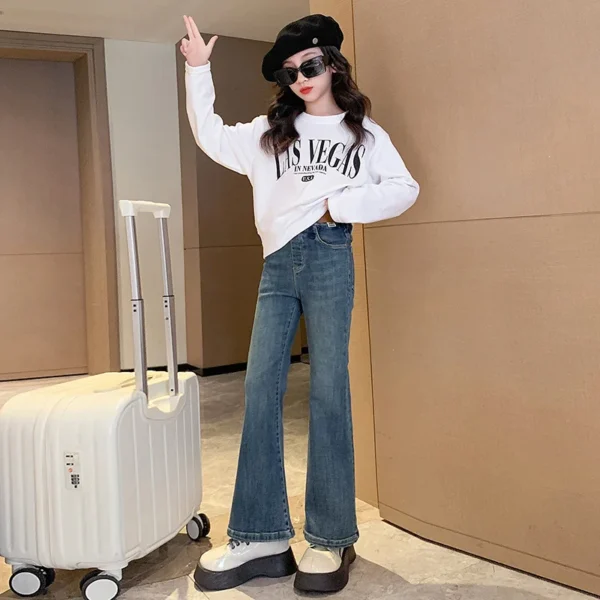 Fashion Flared Jeans for Girls Spring Autumn Children's Clothing Kid Casual Skinny Denim Trousers Korean Style Teen Girl Outfits - Image 2
