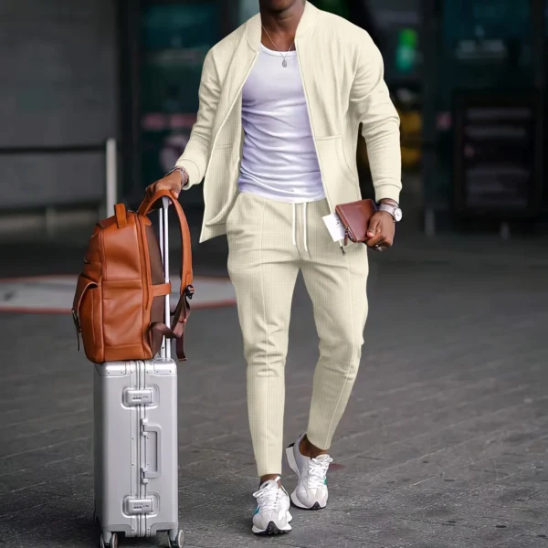 men casual Waffle full pants two suit wear