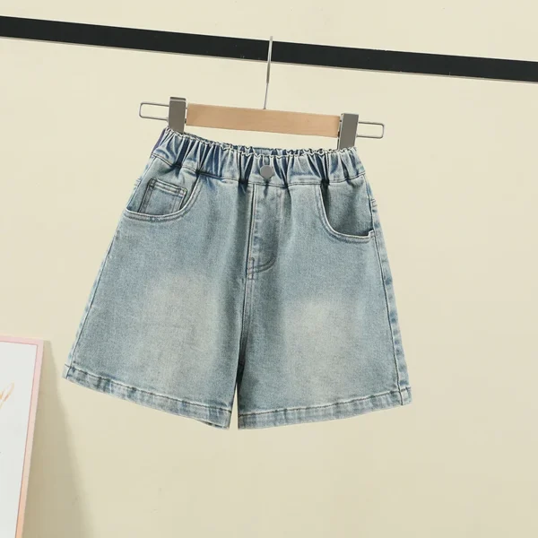 Summer Teen Girls Shorts Kids Casual Blue Jeans With Pocket Letter Embroider Girls Denim Trousers Kids Short Pants Ages 4-14Y - Image 3