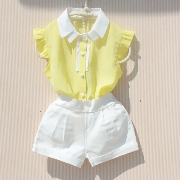Kids Sleeveless Turn-down Collar Vest Shirts Korean Children White Shirts Summer Chiffon Cool Tops Teenage Girls Ruffle Blouse - Image 5