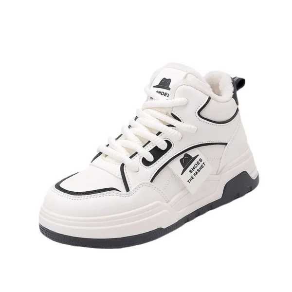 NEW Winter Warm White Shoes for Women Sneakers Fashion Students Board Shoes Lady Leather High Top Casual Flat Non Slip Trainers - Image 4