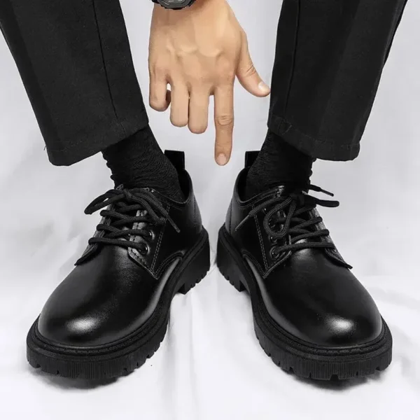 Men's Shoes Black Fashion Business Leather Shoe Platform Oxfords Anti-slip Thick Male Derby Shoe Loafers - Image 5
