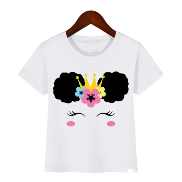Summer I'm Cute Little Melanin Princess Print Graphic Tees Black Girl T-shirt Top Kids Teens Children's Clothes - Image 3
