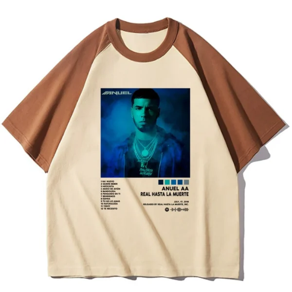 Anuel Aa tshirt teen Digital Y2k Grunge Vintage Graphic streetwear t shirt Trendy Vintage Punk Pop Culture Gothic korean clothes