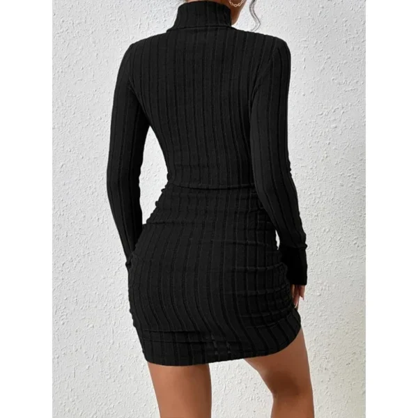 2025 Sexy Mini Dress For Women Autumn Black Solid Turtleneck Long Sleeves Sheath Dress Club Elegant Bodycon Party Dresses Female - Image 2