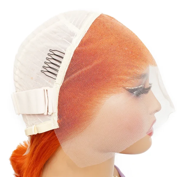 #350 Ginger Color Bone Straight 15A Short Bob Wig 13x4 HD Lace Frontal Wigs Pre-colored Orange Remy Indian Human Hair Extension - Image 3