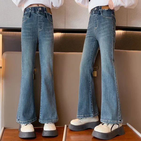 Fashion Flared Jeans for Girls Spring Autumn Children's Clothing Kid Casual Skinny Denim Trousers Korean Style Teen Girl Outfits - Image 4