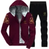 Winter Sportswear Suit Men's Classic Fashion Thick Fleece-lined Hoodie + Pants Suit Male Jogger Velvet Warm Jacket 2 Piece Set