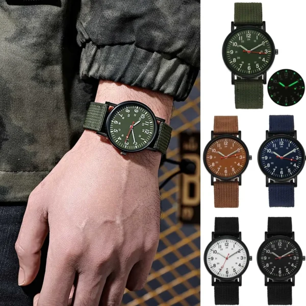 Watches For Male Luminous Nylon Band Military Watch Men Army Wrist Quartz Sports Shock Resistant Wristwatches Luxury Design - Image 2