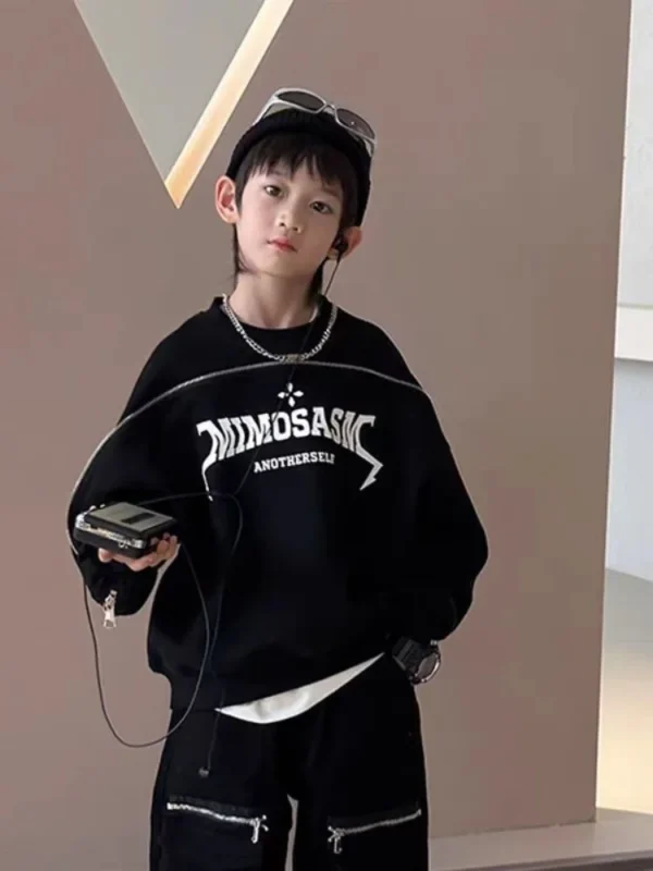 Boys' hoodie Spring and Autumn new style Children's long sleeved loose letter T-shirt Korean version pullover 2024 boys' top - Image 6