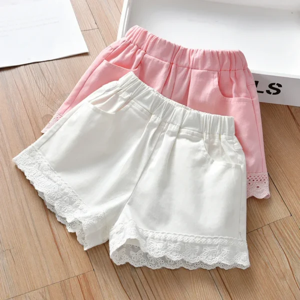 2024 summer thin girls' shorts baby casual versatile shorts butterfly lace Korean version foreign style children's outer wear - Image 2