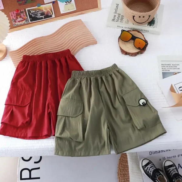 Baby Boys Cargo Shorts Kids Eastic Band Short Pant Teenagers Pocket Trousers 2025 Summer 1 To 12 Yrs Children's Casual Clothing - Image 3