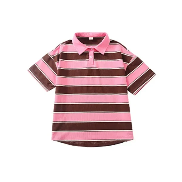 Kid Hip Hop Clothing Pink Striped Polo Neck T Shirt Denim Blue Casual Jeans Baggy Pants for Girl Boy Jazz Dance Costume Clothes - Image 6