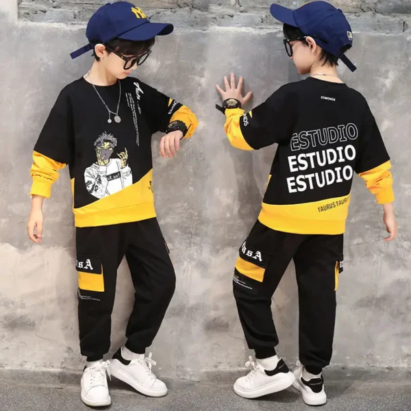 2025 teens winter Autumn Boys Clothes Children Set Sweatshirt hoodie + Pants Tracksuits Kids Sport Suit 4 8 10 11 12 Year spring - Image 3