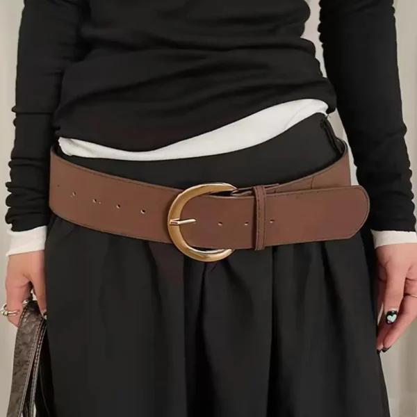 Retro PU Leather Waist Belt Matte Suede Leather Wide Belt Dress Jeans Decoration Waistband Simple Slimming Casual Waist Strap - Image 2