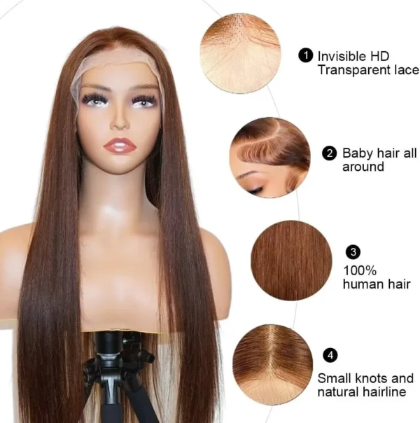 Glueless Wigs Human Hair for Black Women Glueless Wigs Human Hair for Black Women Wear To Go Bleach Knots 4x4 13x4 Lace Frontal - Image 4