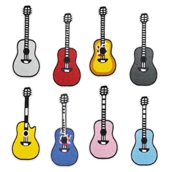 Fashion Guitar Iron on Sew on Patches Embroidered for Clothes Colorful Applique Kids Hats Jeans Jackets Bags Backpacks Dress - Image 2