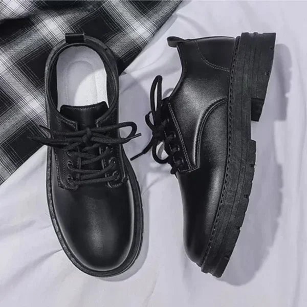 Men's Shoes Black Fashion Business Leather Shoe Platform Oxfords Anti-slip Thick Male Derby Shoe Loafers - Image 3