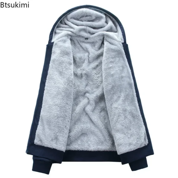 2025 Men's Thicken Warm Tracksuit Set Cardigan Fleece Hood Jacket+Pants Sweatshirts Male 2 Piece Sets Hoodies Suit Coat Big Size - Image 5
