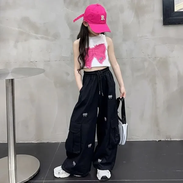 Hip Hop Street Dance Trousers Stylish Loose-fit Cargo Pants Girls Summer Arrival Teenage Streetwear Baggy Joggers Pants 5-14Y