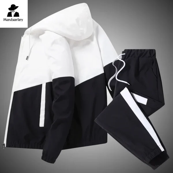 Spring and Autumn New Men's Sportswear Casual Jogger Hooded Sportswear Jacket and Pants 2-Piece Hip Hop Running Sports Suit - Image 2