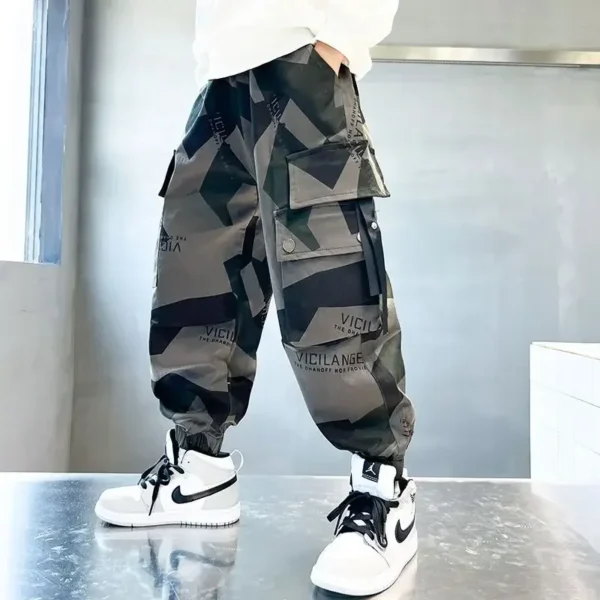 2024 New Arrival Joggers Boys Pants for Big Boys Cotton Teenage Waist Cargo Pants Fashion Camouflage Sweatpants 6 8 10 12 Years - Image 2