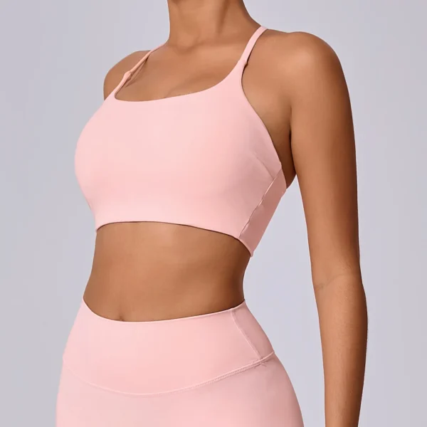 Sexy Cross Backless Sport Bra with Cups Women's Underwear Workout Top for Fitness Yoga Wear Sportswear Woman Gym Active Bra Red - Image 3