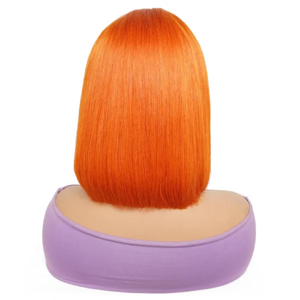 #350 Ginger Color Bone Straight 15A Short Bob Wig 13x4 HD Lace Frontal Wigs Pre-colored Orange Remy Indian Human Hair Extension - Image 5