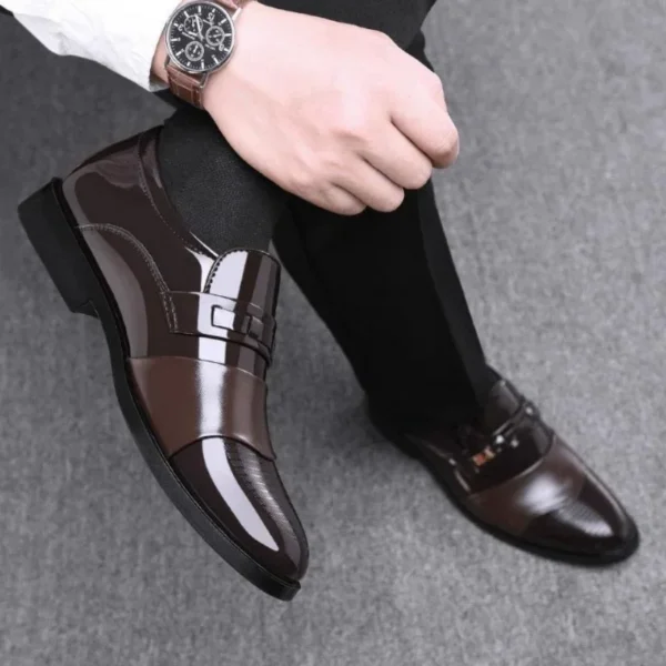 Luxury Leather Men Shoes for Wedding Formal Oxfords Business Casual Office Work Shoes for Men Classic Men's Pointy Dress Shoes - Image 4