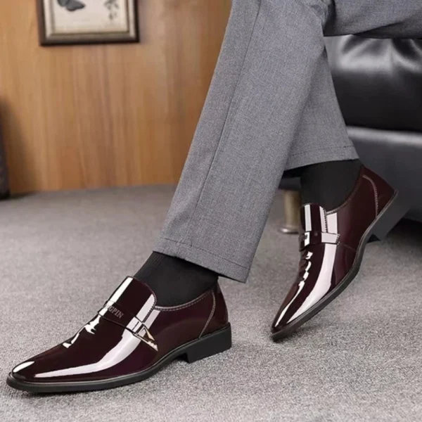 39-47 Large Size Men's Leather Shoes Shiny Leather Oxford Shoes Designer Pointed Toe Slip-On Loafers Business Casual Shoes 2025 - Image 5