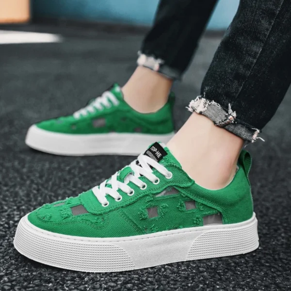 2025 New Green Canvas Shoes Summer Comfortable Wear-resistant Versatile Board Shoes Trendy Men's Casual Vulcanized Shoes Tenis - Image 4