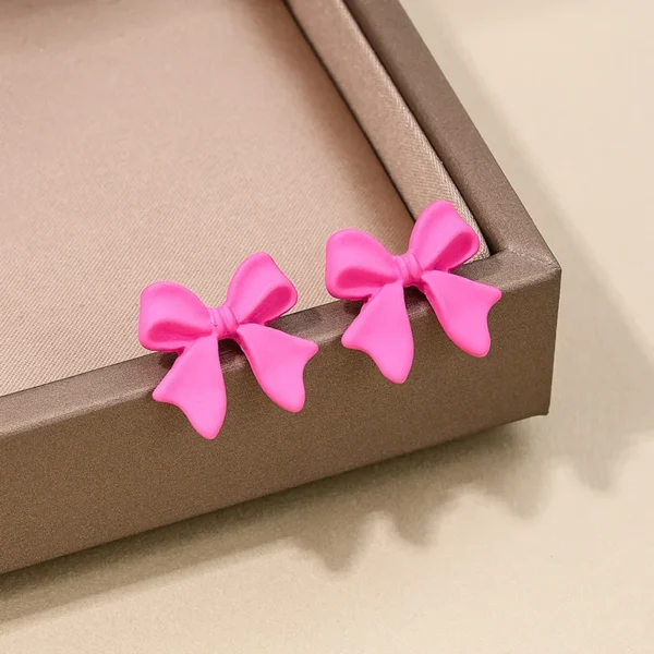 Sweet Girl Romantic Pink Bow Knot Earrings for Women Fashion Jewelry Gifts
