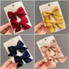 Kids Red Bows Hair Clips for Baby Girls 2Pcs/Set Handmade Ribbon Bowknots Hairpins Barrettes Hair Accessories New Year Christmas