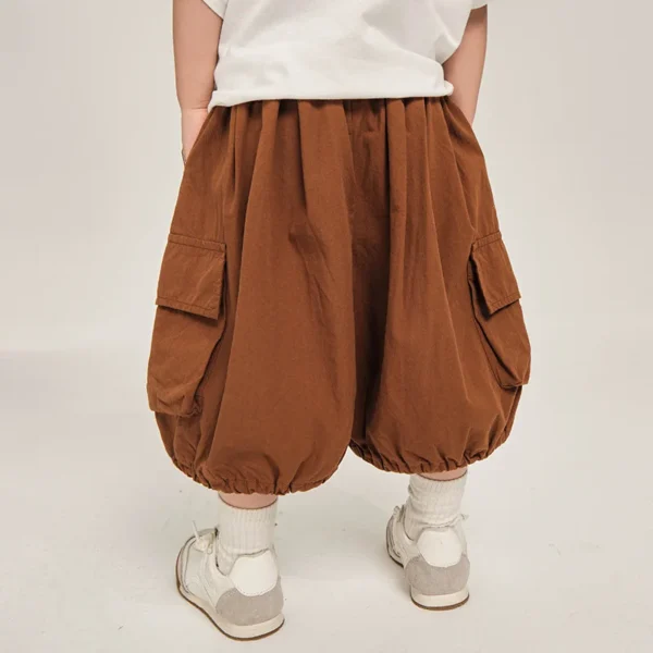 Boys' Shorts for Outerwear, Children's Summer Workwear Pants, Korean Version Loose Casual Mid Length Trousers - Image 2